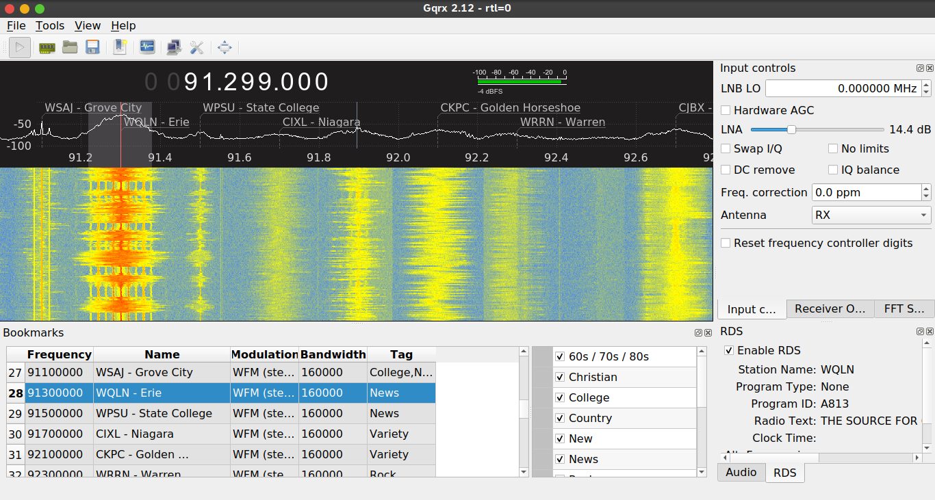 Gqrx window